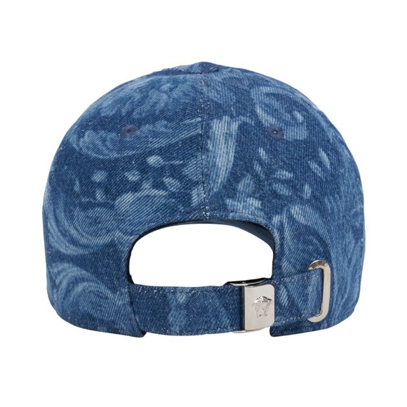 Versace NWT Embroidered Logo Barocco Print Denim Baseball Hat - Picture 6 of 7
